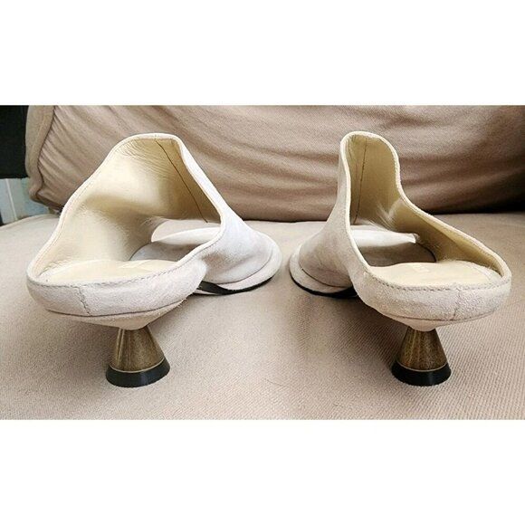 NWOB Khaite Watts Coco Suede Mule Shoes Size 36 / US 6 Conical Kitten Heel - Picture 4 of 9